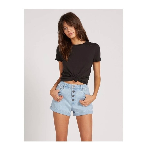NWT VOLCOM Girlfriend high-rise VOL Stone Shorts size 27 - Picture 1 of 11